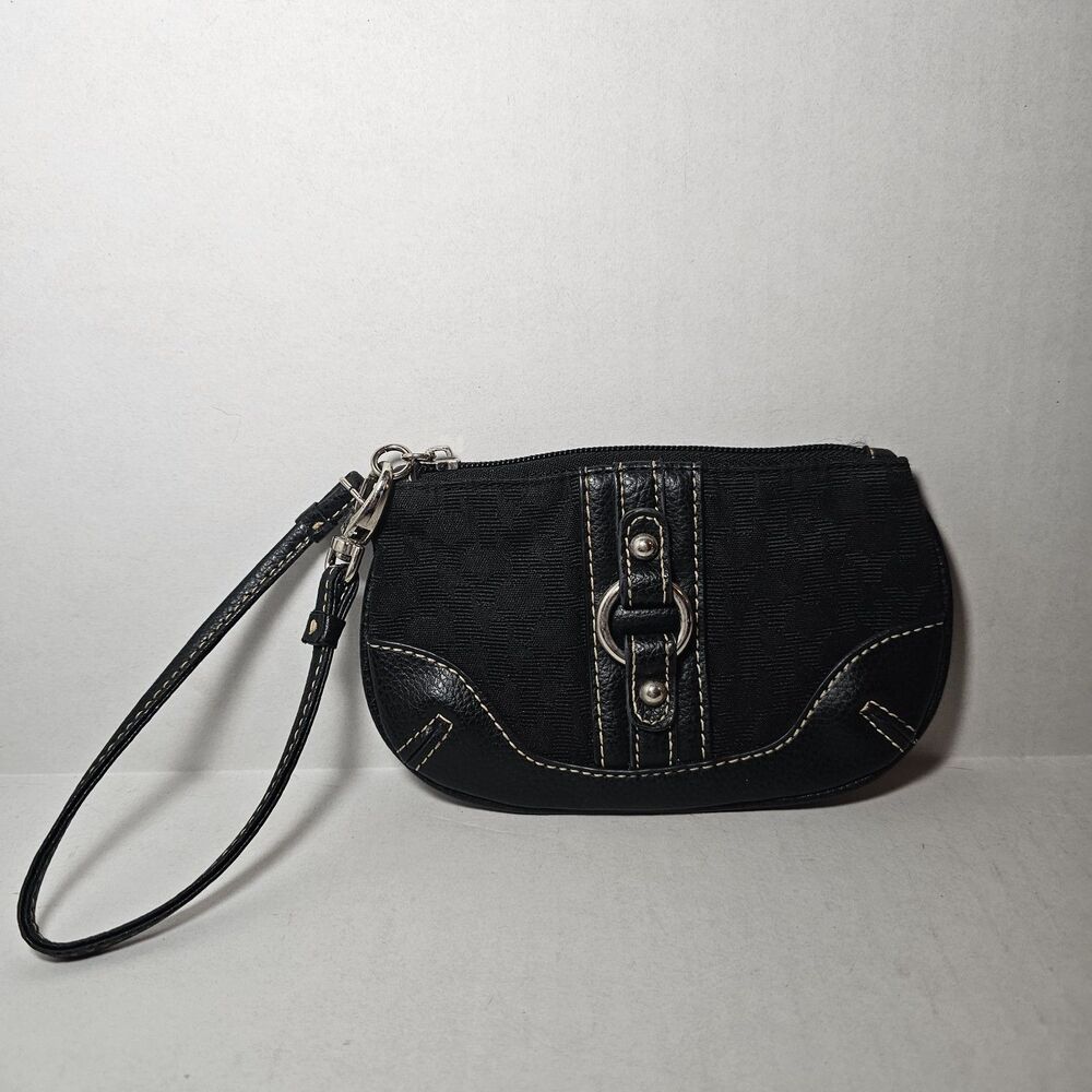 New York & Company Black Signature Monogram Print Wristlet Y2K
